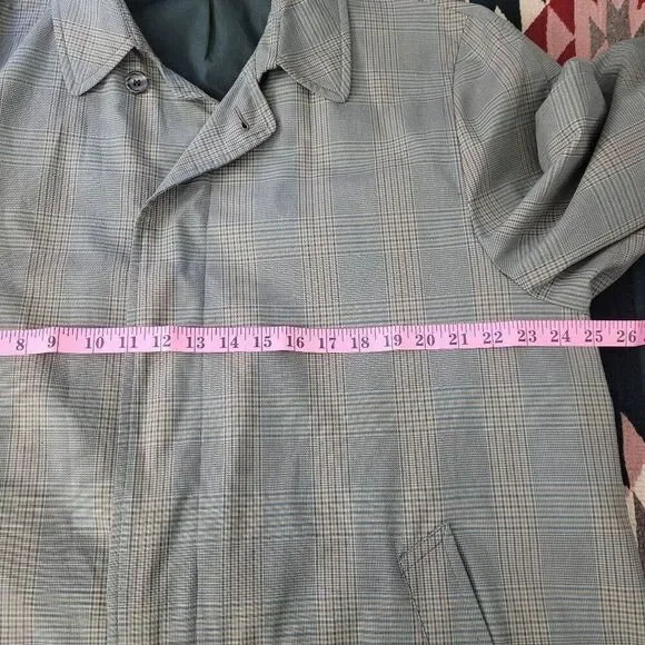 Vtg London Fog Clipper Mill Plaid Overcoat Trench Coat Sz 42 Long Classic City